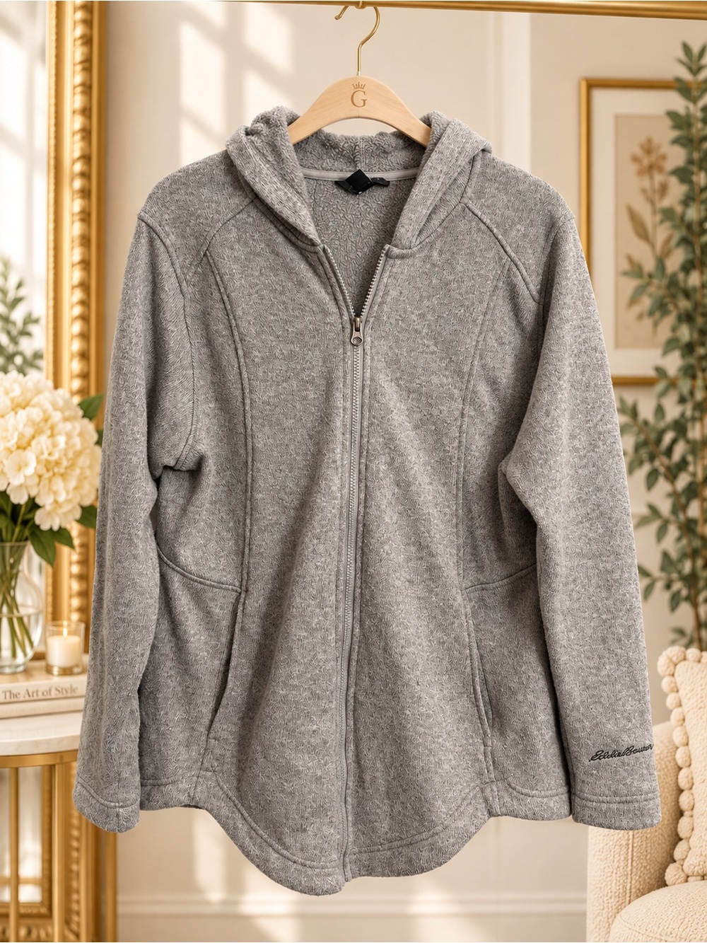 Eddie Bauer Radiator Fleece 2.0 Long Full Zip Hooded Jacket Gray XL